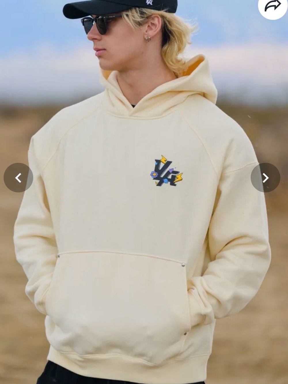 Youngla Men’s Pullover Hoodie Thick Sweatshirt Casual Tan Graphic